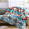 CASAAGUSTO Coperta in pile sherpa bohémien, ultra morbida, calda, accogliente, in pile spesso, stile bohémien, per divano, letto, divano (colore acqua, 127 x 152 cm)