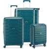 RONCATO SKYLINE 2.0 Set 3 Valigie Trolley | Grande, Medio e Cabina | Rigido, 4 ruote, Espandibile con zip - Smeraldo