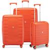 RONCATO SKYLINE 2.0 Set 3 Valigie Trolley | Grande, Medio e Cabina | Rigido, 4 ruote, Espandibile con zip - Arancio