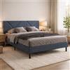 Dmora - Letto matrimoniale Caldes, Sommier per camera da letto, Giroletto per stanza, Struttura porta materasso, Adatto a materasso Cm 160x190, Blu