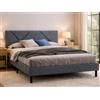Dmora - Letto matrimoniale Tirino, Sommier per camera da letto, Giroletto per stanza, Struttura porta materasso, Adatto a materasso Cm 160x200, Grigio