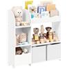SONGMICS Libreria bambini, Scaffale per Giocattoli con 2 Ceste portagiochi | Libreria montessoriana per bambini, Mobile Cameretta, Stanza dei Giochi, Soggiorno, Bianco Nuvola, Collezione TEZA GKR042W01