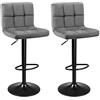 SONGMICS Sgabelli da Bar, Set di 2 , Sgabelli da Cucina con Superficie in Velluto, Altezza Regolabile, Sedia da Cucina Girevole con Schienale e Poggiapiedi, Grigio Scuro LJB014G01