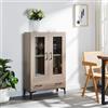 [en.casa] Armadio a Vetrata con 2 Scomparti e 1 Cassetto Credenza Libreria con Vetrina Armadio a 2 Ante in Vetro Trasparente Mobile Vetrinetta 115 x 70 x 31 cm Effetto Rovere Sonoma
