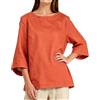 FTCayanz Camicia Donna Cotone e Lino Elegante Maglietta Donna Estiva Manica a 3/4 T Shirt a Collo Rotondo Nero L