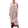 YouKD Accappatoio estivo da donna, stile boho kaftano, taglie forti, da spiaggia, copertura, taglia unica, C Rosso Bianco, Taglia unica