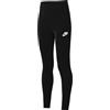 NIKE FZ5583-010 G NSW CLSSC HR TGHT LBR Leggings Bambine Black/White Taglia M