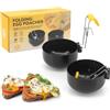 Yuhtech 2 cuociuova in acciaio inox, pieghevoli, per uova in camicia, antiaderenti, per uova sode perfette, strumento da cucina