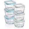 Grizzly Contenitore per Alimenti in Vetro per Bambini - Set da 6 - capacità 160 ml - Quadrato Adatti per Forno - Frigo e Congelatore - Ermetico Anti Perdite - Lavabile in Lavastoviglie - Senza BPA
