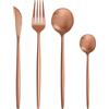 Bestdin Set di posate per 6 persone, 24 pezzi, in acciaio inox, oro rosa, opaco, set di posate con coltello, forchetta, cucchiaio, posate in acciaio inox di alta qualità, lavabili in lavastoviglie