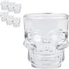 Oceano Bicchieri Teschio Vetro Birra Boccale Shot Chupito Tazza Whisky Vodka Amaro Vino Birra Rum Liquori idea regalo compleanno festa del papà halloween bar pub skull cranio (6PZ 50ML)