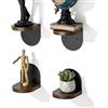 SAYAYO Mensole da Muro Nero Mensola Bagno in Legno Scaffale Decorativi Piccolo Mensola Sospesa da Parete, Mensole da Parete per Cucina, Bagno, Soggiorno, Studio, 4 Pezzi