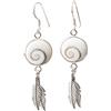 Vurmashop Orecchini acchiappasogni piume argento sterling, con pietra di Babbo Natale, per donna, fatti a mano, originali eleganti e lunghi, gioielli alla moda conchiglie marina