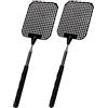 ECENCE Scacciamosche telescopici estensibili - Set da 2 - Acchiappamosche manuali robusti, lunghezza regolabile da 26 a 72 cm - Colore Nero