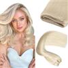 XDhair Extension Capelli Veri Tessitura Matasse Capelli Veri Tessitura Biondo Platino Extension 45cm 100g Weft Capelli Umani Veri (weft#60-18cm)