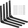 Knpwer 4 pz Supporti per scaffali neri, Supporti per scaffali resistenti da 12 pollici, Supporto per scaffali industriale, Angoli metallici multifunzionali 90 gradi (25x30cm)