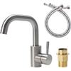 Minnhua Rubinetto Bagno Lavabo Acciaio Inossidabile, Miscelatore Cucina Rotazione di 360°, Rubinetto Vasca da Bagno, Miscelatore Bagno Acqua Calda e Fredda (Colore Spazzolato)