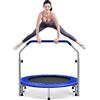GYMAX Trampolino Elastico Fitness, Tappeto Elastico Adulti, Pieghevole e Portatile, Portata di 150 kg, Maniglia Rimovibile e Regolabile (96-122 cm), Ø 101cm (Blu)
