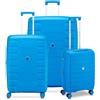 RONCATO SKYLINE 2.0 Set 3 Valigie Trolley | Grande, Medio e Cabina | Rigido, 4 ruote, Espandibile con zip - Turchese