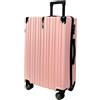 SIGN Valigia rigida da viaggio trolley in ABS, leggera, 4 ruote doppie (set centrale per bagaglio a mano, grande, rosa., Großer Koffer (75cm), Valigetta rigida con ruote doppie