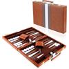 Vehipa Set Backgammon per 2 Giocatori, Valigetta Backgammon da 15 Pollici con Accessori Completi, Portatile da Viaggio Set Back-gammon per Adulti (Marrone)