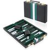 Vehipa Set-backgammon da 11 pollici per 2 giocatori, valigetta backgammon con accessori completi, portatile da viaggio con maniglia di trasporto (Verde)