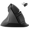 JTD Mouse wireless per mancini - Mouse verticale ergonomico, mouse ottici wireless 2.4G RF con luce LED regolabile 800/1200/1600/2400 DPI - Riduce il dolore mano/polso (M618 Left Hand)