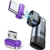 AXFEE Connettore Magnetico, 240W Adattatore Magnetico Tipo C a 9 pin, con Testine Micro USB e Type C, Compatibile con Phone 17 16 15/Pro/Max, Pad Mini 6, Gal-axy S24 S23 A54, MacBook, Laptop, Tablet