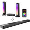 ULTIMEA Soundbar TV 5.0 Canali, Soundbar PC con RGB per Home Cinema, Sound bar Rimovibile con Controllo APP, HDMI-ARC/OPT/AUX, Montaggio a Parete, Apollo S70