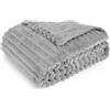 Aomig Coperta, Pile Peluche di Coniglio Coperta, Plaid Divano 100×150cm, Coperta Pelosa Morbida, Coperta Matrimoniale per il Comfort, Coperta in Pelliccia di Coniglio Finta per Divano e Letto Argento