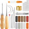 Sheryl&Rain Set da Cucito in Pelle, 31 Pezzi kit Cucito Professionale, Attrezzi per Oucire il Cuoio, Strumento per Cucire in Pelle con Filo Cerato per Cuoio Ago per Cucire, per cucire il Cuoio