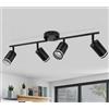 GeyouLux Lampada Faretti da Soffitto Orientabili, GU10 Faretti LED Soffitto Nero, Moderna Plafoniera LED Faretti 4 Luce, Lampadario Faretti per Cucina, Soggiorno, Cameretta (Senza Lampadina)