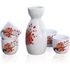 Liwein Set da Sake Giapponese,5 Pezzi Ceramica Tradizionale Porcellana Bicchieri da Vino Dipinti a Mano Fiori di Ciliegio Sake Pot Tazze Artigianale Regalo Set (Rosa)