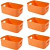 EURXLQ Cestini Portaoggetti Plastica Scatole Organizer con Manici,Contenitori per Armadio,Contenitore Plastica,Organizer Portaoggetti per Cucina Bagno Cosmetici (Arancione, 30.5×20×12cm/6 Pack)