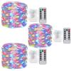 ZQX Catena di luci a batteria, 3 pezzi, 10 m, 100 LED, con timer, 8 modalità fai da te, con telecomando, per feste, matrimoni, Natale, decorazione per interni ed esterni, multicolore