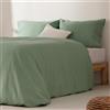 GAMUSI Set copripiumino per letto da 100/105, tinta unita, 100% cotone, copripiumino da 180 x 220 cm e federa per cuscino, traspirante, morbido, colore acqua