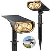 Linkind StarRay Luci Solari Esterno Giardino con Sensore di Movimento Bianca Calda, 16 LED Faretti Solari Decorative, 3000K 650LM Lampade Solari Impermeabile IP67 per Cortile Prato Piscina, 2 Pezzi