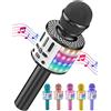 MicQutr Microfono Karaoke Bluetooth, Microfoni Karaoke Wireless con LED Flash, Portatile Karaoke Player Bambini, Altoparlante, Cambia Voce, per KTV/Casa/Festa/Canto, Compatibile con Android/iOS