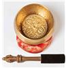 TARORO Campana Tibetana con 7 metalli ~ Ø12cm. Originale del Nepal. Fatta a mano. Set: cuscino di seta e battente con Dorje scolpito a mano. Ottimo per Meditazione, Chakra e Terapia del Suono