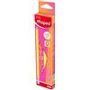 Maped - 12 matite grafite HB2 NEON - Matite per carta FSC HB punta gomma - Forma triangolare ergonomica - Miniera resistente