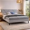 Dmora - Letto matrimoniale Caldes, Sommier per camera da letto, Giroletto per stanza, Struttura porta materasso, Adatto a materasso Cm 160x190, Tortora