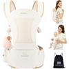 Bebear Marsupio,Bebamour Marsupio per 0-36 mesi, marsupio traspirante da neonato a bambino, approvato dagli standard di sicurezza, seggiolino ergonomico 6 in 1 anteriore,Cotton Beige