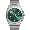 DeTomaso VOLTRE Chrono First Edition Green Green Orologio da polso da uomo, analogico, al quarzo, maglia milanese, argento, verde, Bracciale