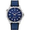 Bulova Orologio da uomo Marine Star 'Series B' argento acciaio inossidabile al quarzo, cinturino in pelle blu e silicone nero, 43 mm stile: 96B419, Argento, moderno