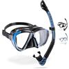 Cressi Magic: The Gathering CRESSI Big Eyes+Alpha Ultra Dry Combo Black/Azure - Combo Set Maschera+Snorkel Ultra Dry per Immersioni e Snorkeling, Nero/Azzurro, Taglia Unica, Adulti