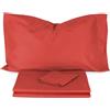 Morbidissimi Set lenzuola Completo letto, Sotto + Sopra + federa, No Stiro, Colore Rosso, Una piazza e mezza, Tinta Unita in Microfibra, Made in Italy J605