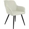 TecTake 800847 Sedia da Pranzo, Imbottita con Rivestimento in Lino, Poltrona con Forma Ergonomica, Angoli Arrotondati, Cappucci in Plastica