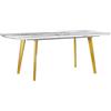 Beliani Tavolo da Pranzo Estensibile 160/200 x 90 cm Effetto Marmo ed Oro