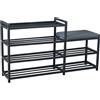 MAKA change your life quality MAKA Scarpiera Salvaspazio Slim, in Metallo Nera, Scarpiera Ingresso, Organizer Scarpe Diverse Misure, Scaffali Portascarpe, Panca Scarpiera con Seduta, Scarpiera (PLUS 98 cm)