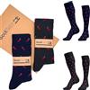 SockTailor Calze Uomo Lunghe in Caldo Cotone, Fantasie Eleganti e Divertenti Peperoncini, Calze Uomo Invernali, Calzini Uomo Lunghi 41 46, Made in Italy, 2 Paia Blu Scuro Antracite, Box Ecologico